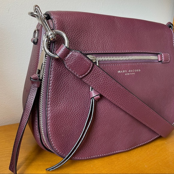 NEW Marc Jacobs Gotham burgundy purple leather purse shoulder saddle bag - Picture 6 of 16